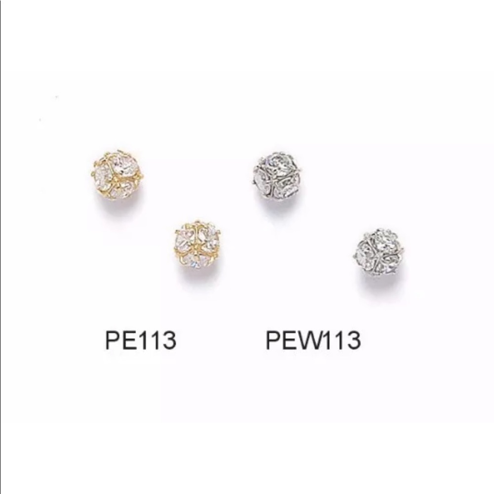 14K Pure Solid Yellow/White Gold Ball Earrings